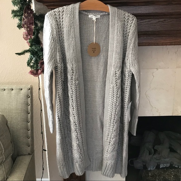 Honey Punch Sweaters - HONEY PUNCH grey cable knit maxi cardigan. Soft!